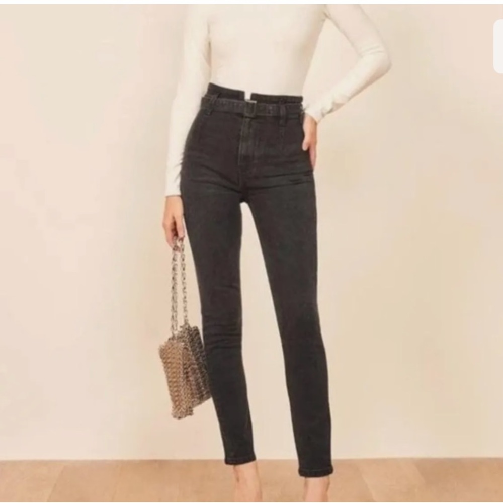 Reformation - Kaya high skinny (sans belt) - Black